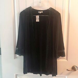 Maurices black crochet trim cardigan, NWT, Medium